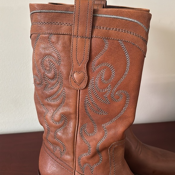 Zara embroidered leather square toe cowboy western boots sz.8 - Picture 13 of 14